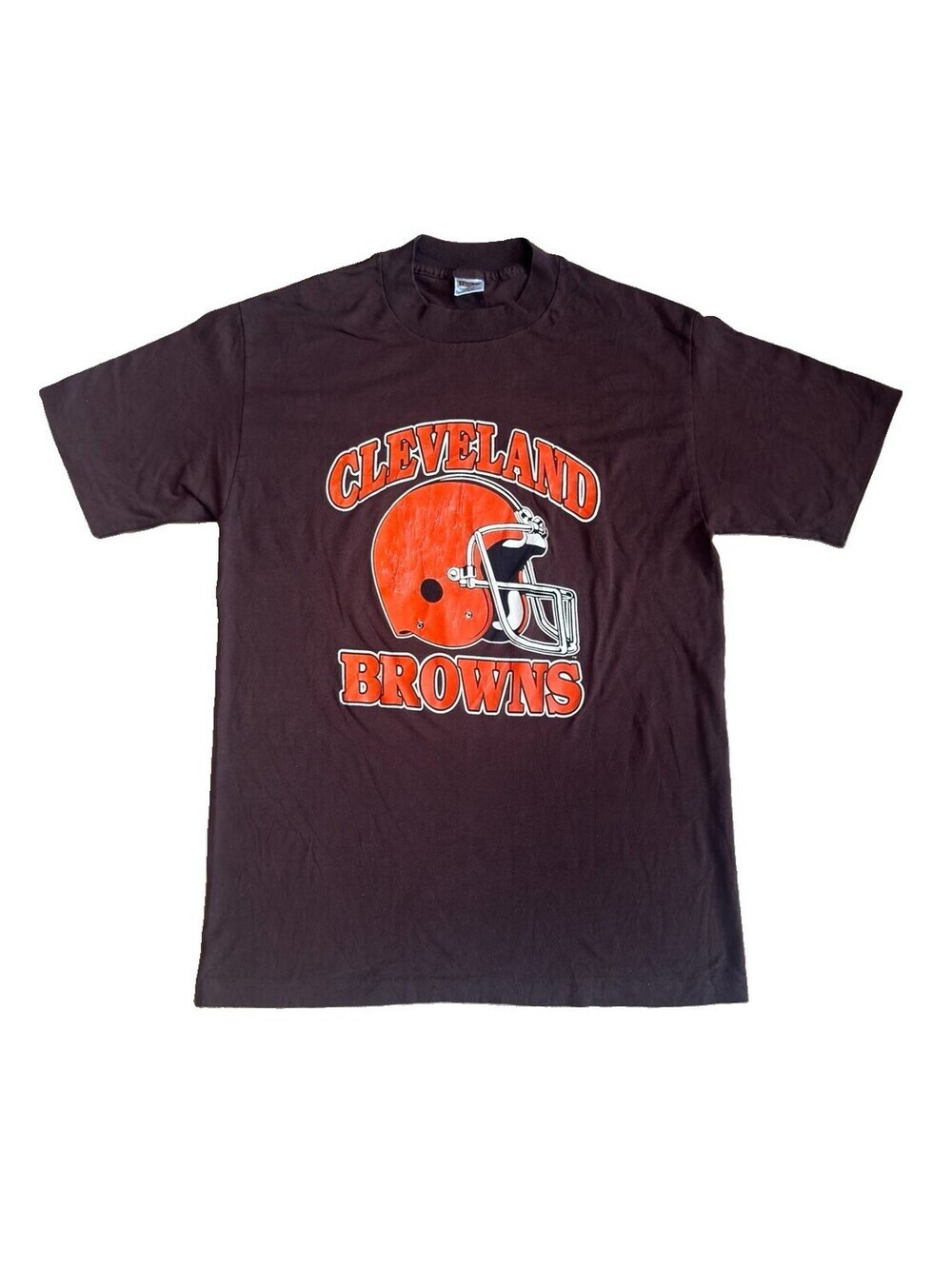 Vintage 90s Cleveland Browns T Shirt Trench Single Stitch NFL Football L Brown